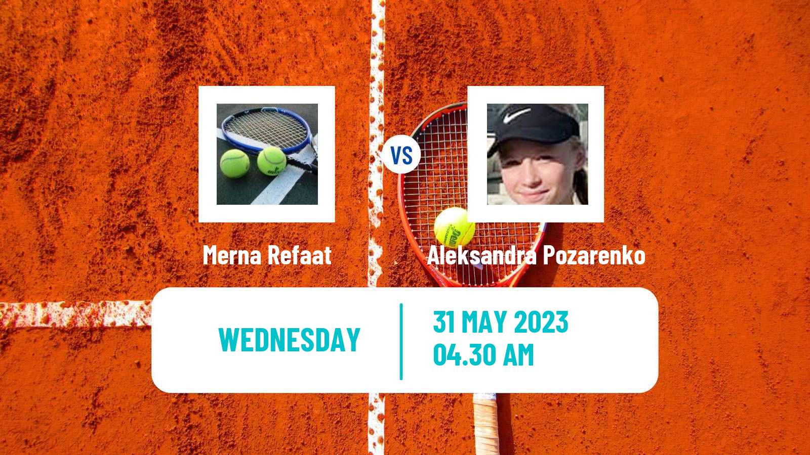 Tennis ITF W15 Monastir 17 Women Merna Refaat - Aleksandra Pozarenko