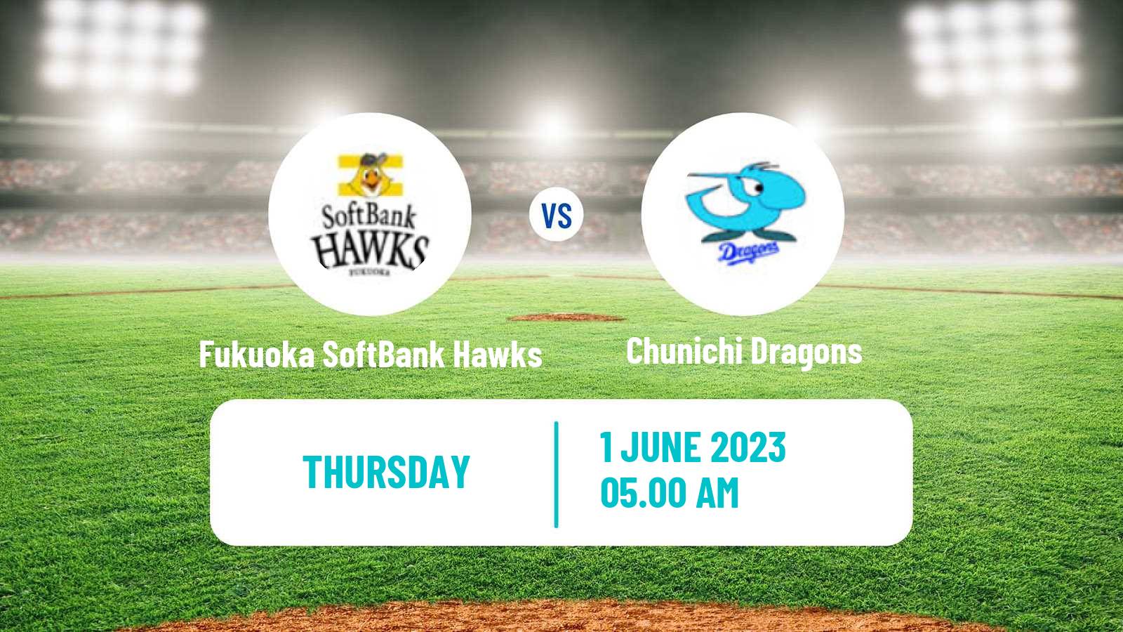 Baseball NPB Fukuoka SoftBank Hawks - Chunichi Dragons
