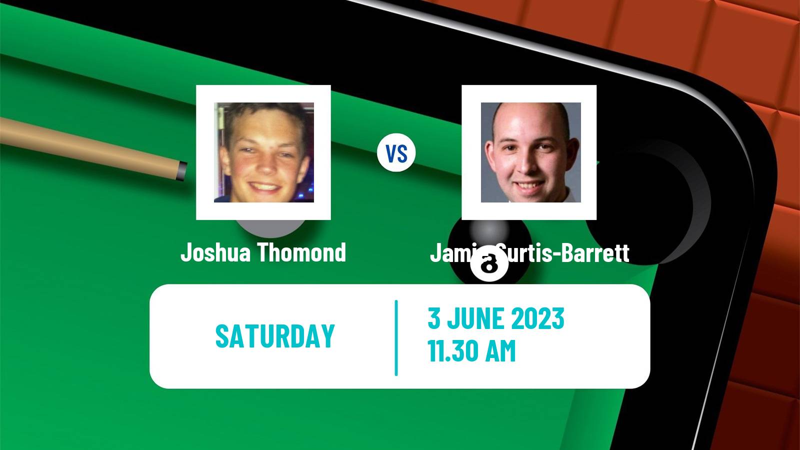 Snooker Qualifying School 2 Joshua Thomond - Jamie Curtis-Barrett