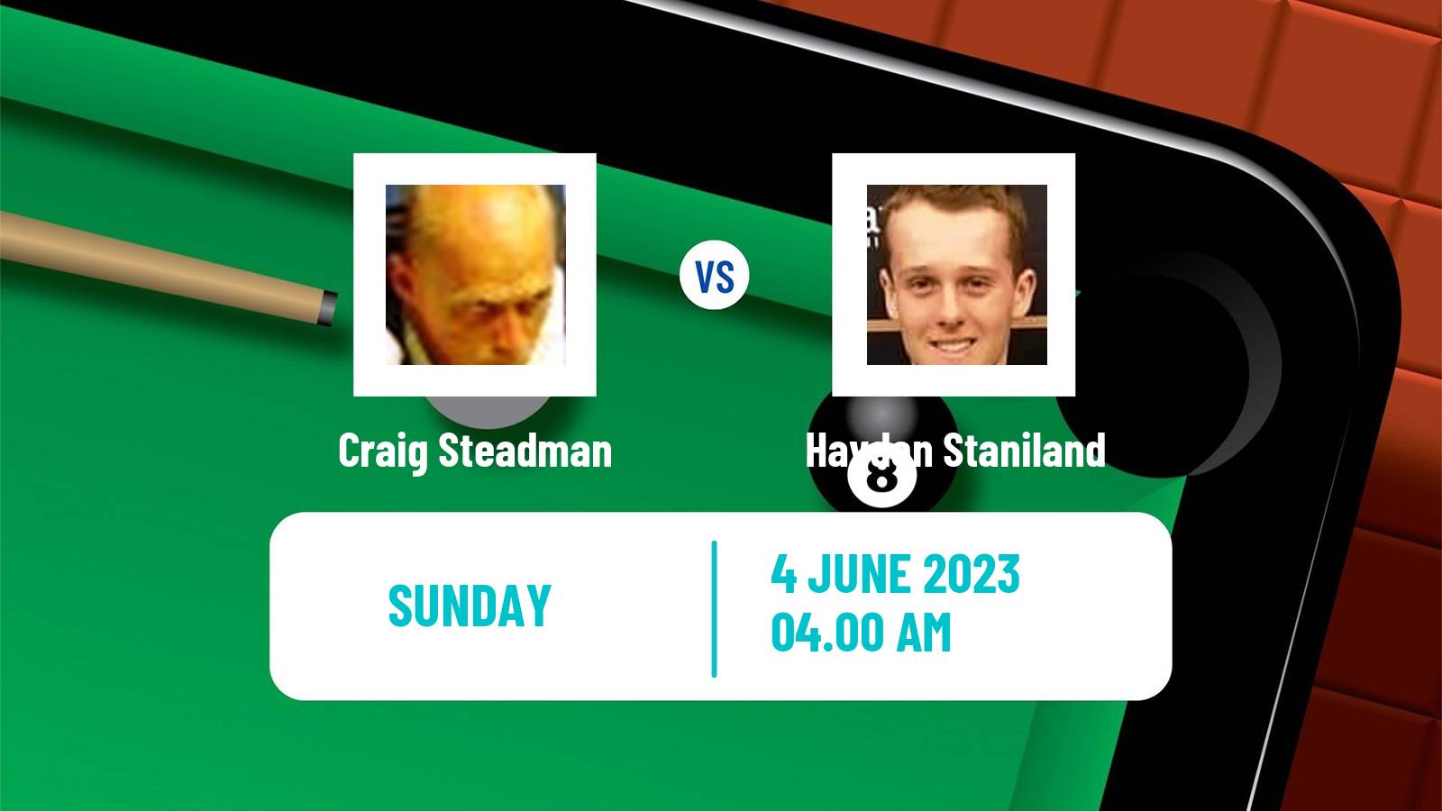 Snooker Qualifying School 2 Craig Steadman - Hayden Staniland