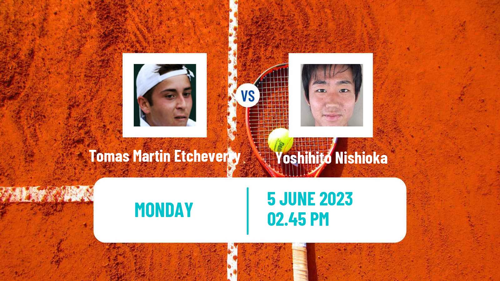 Tennis ATP Roland Garros Tomas Martin Etcheverry - Yoshihito Nishioka