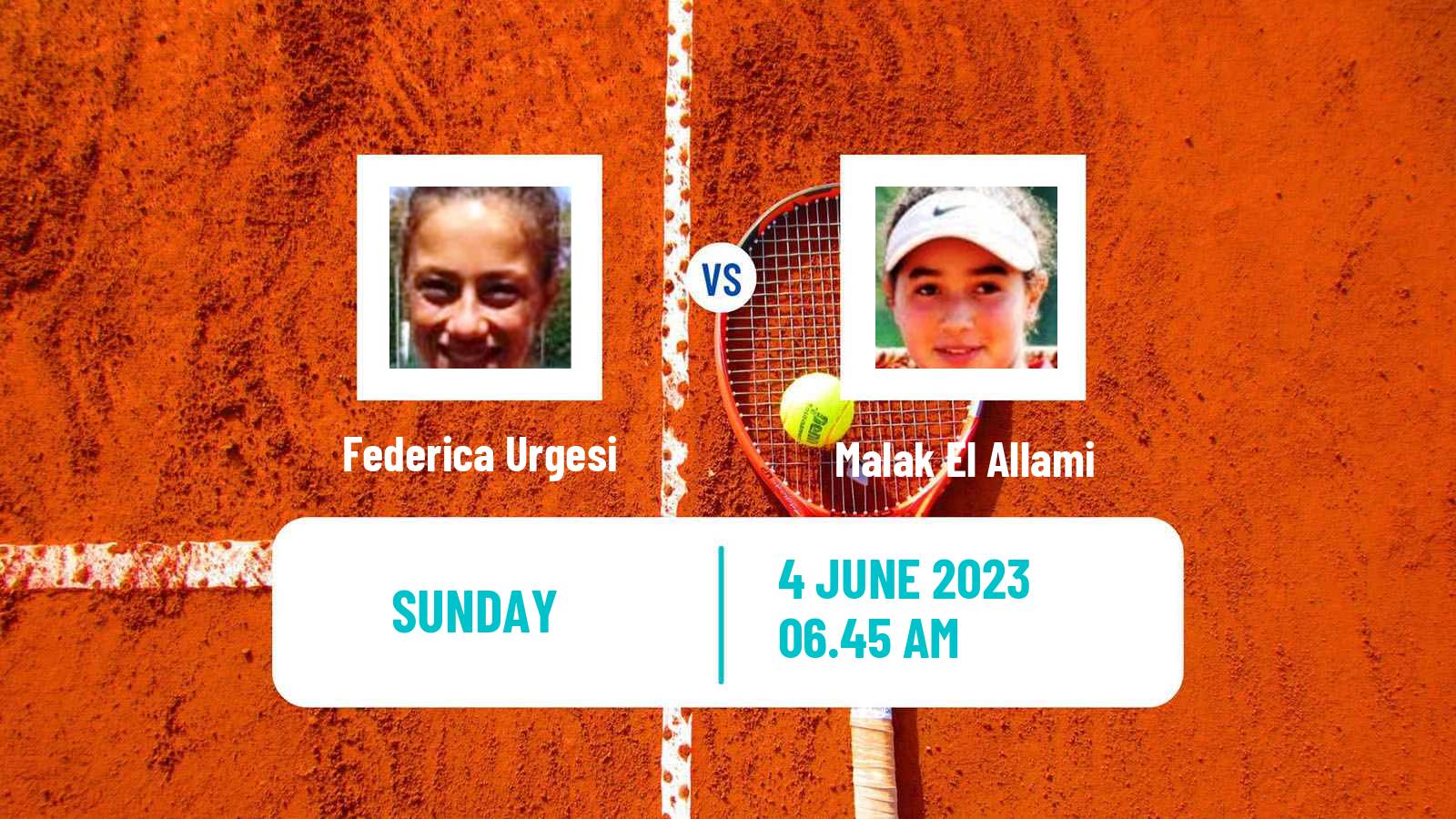 Tennis Girls Singles French Open Federica Urgesi - Malak El Allami
