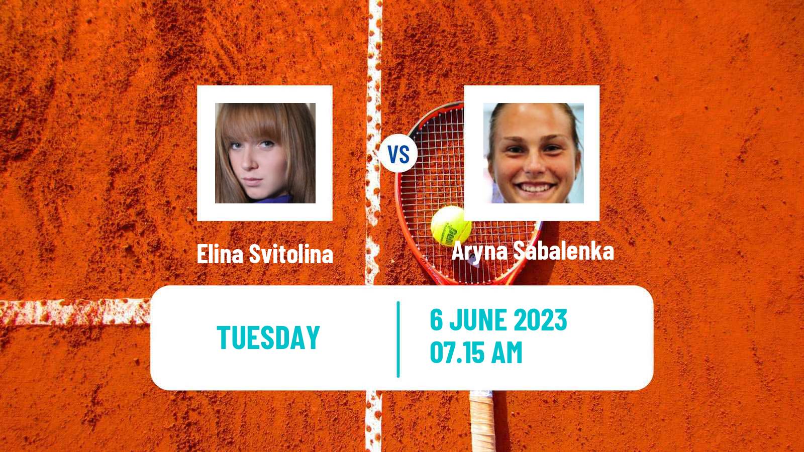 Tennis WTA Roland Garros Elina Svitolina - Aryna Sabalenka