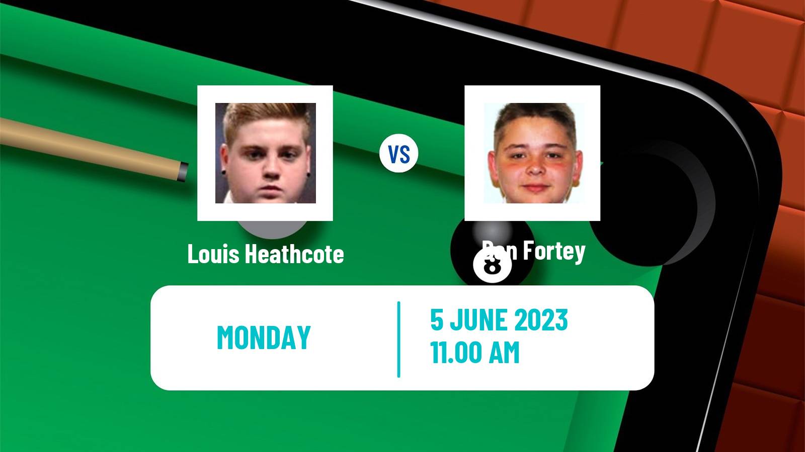 Snooker Qualifying School 2 Louis Heathcote - Ben Fortey