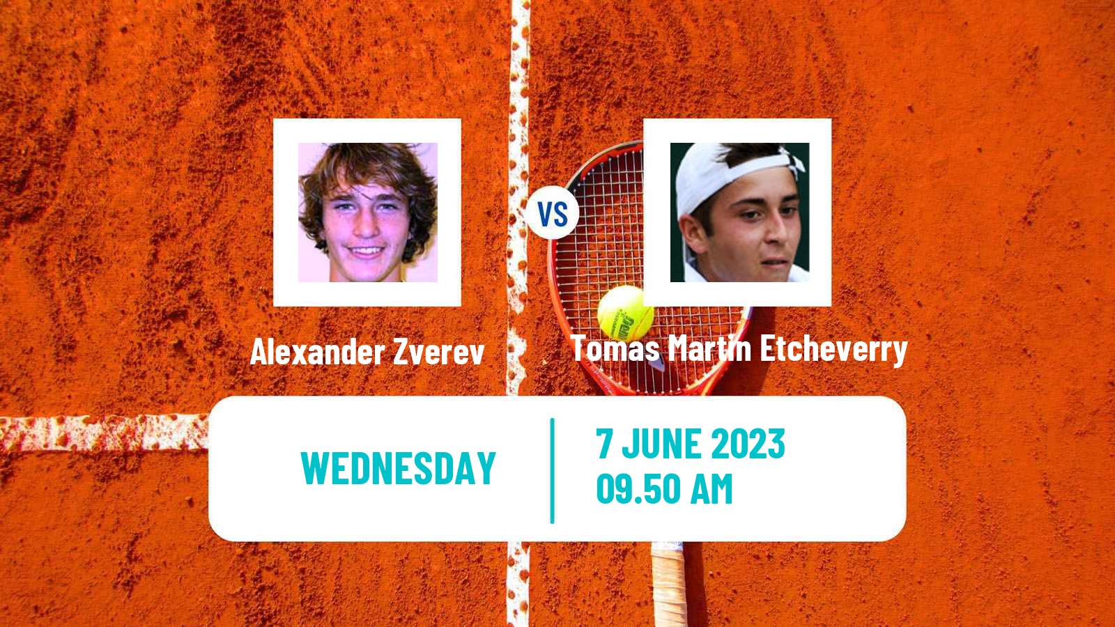 Tennis ATP Roland Garros Alexander Zverev - Tomas Martin Etcheverry