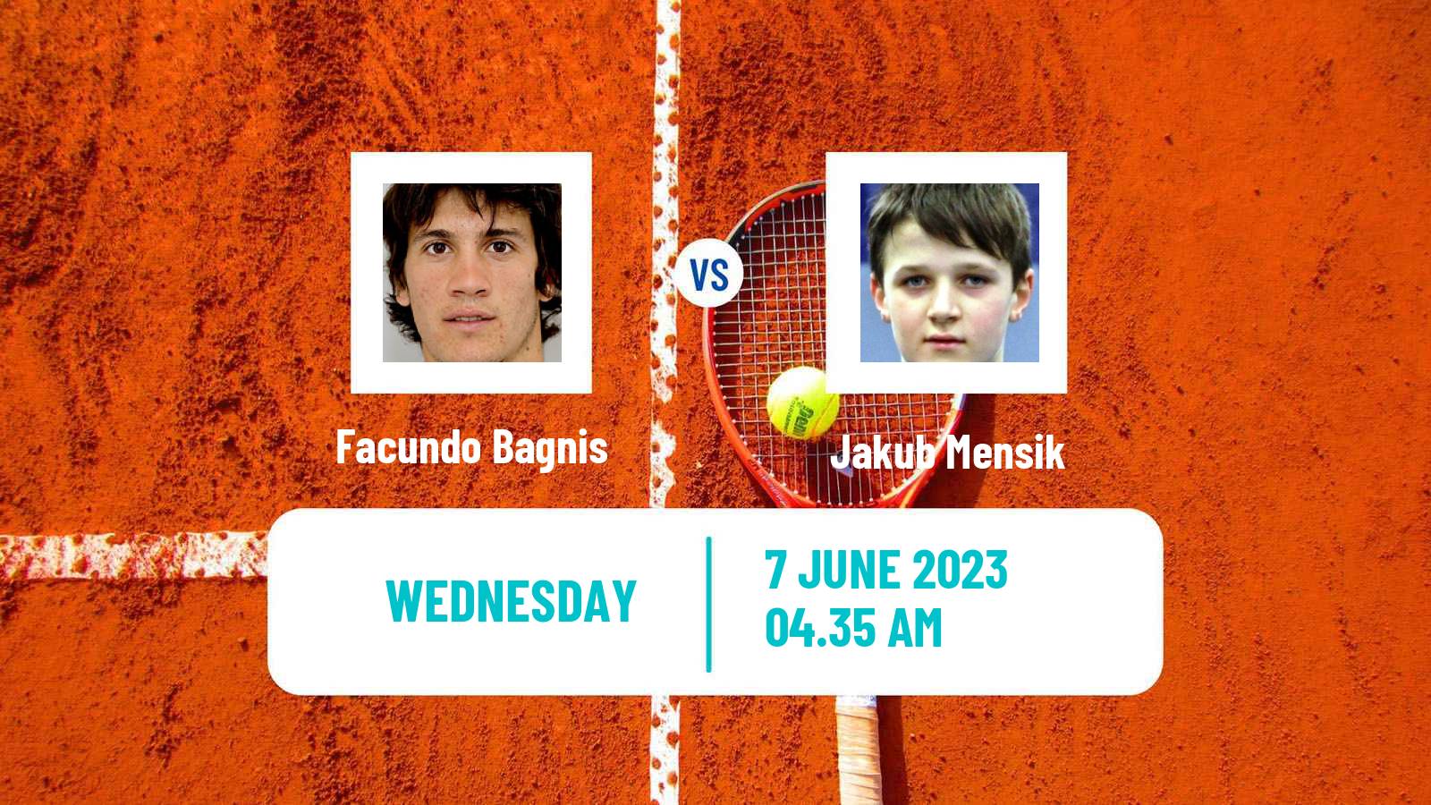 Tennis Prostejov Challenger Men Facundo Bagnis - Jakub Mensik