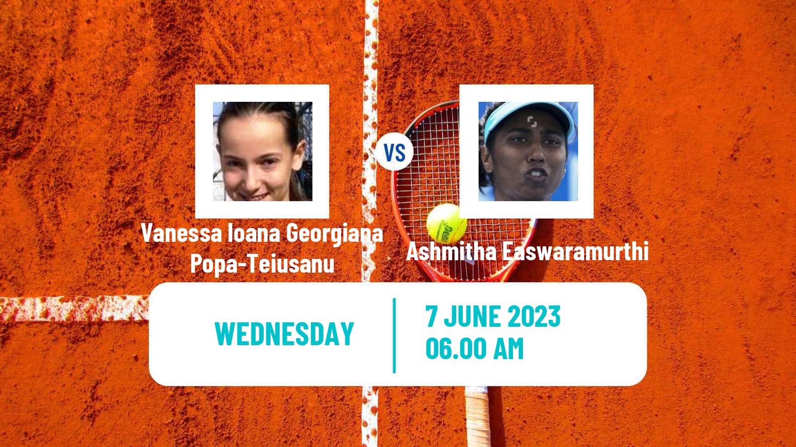 Tennis ITF W15 Monastir 18 Women Vanessa Ioana Georgiana Popa-Teiusanu - Ashmitha Easwaramurthi
