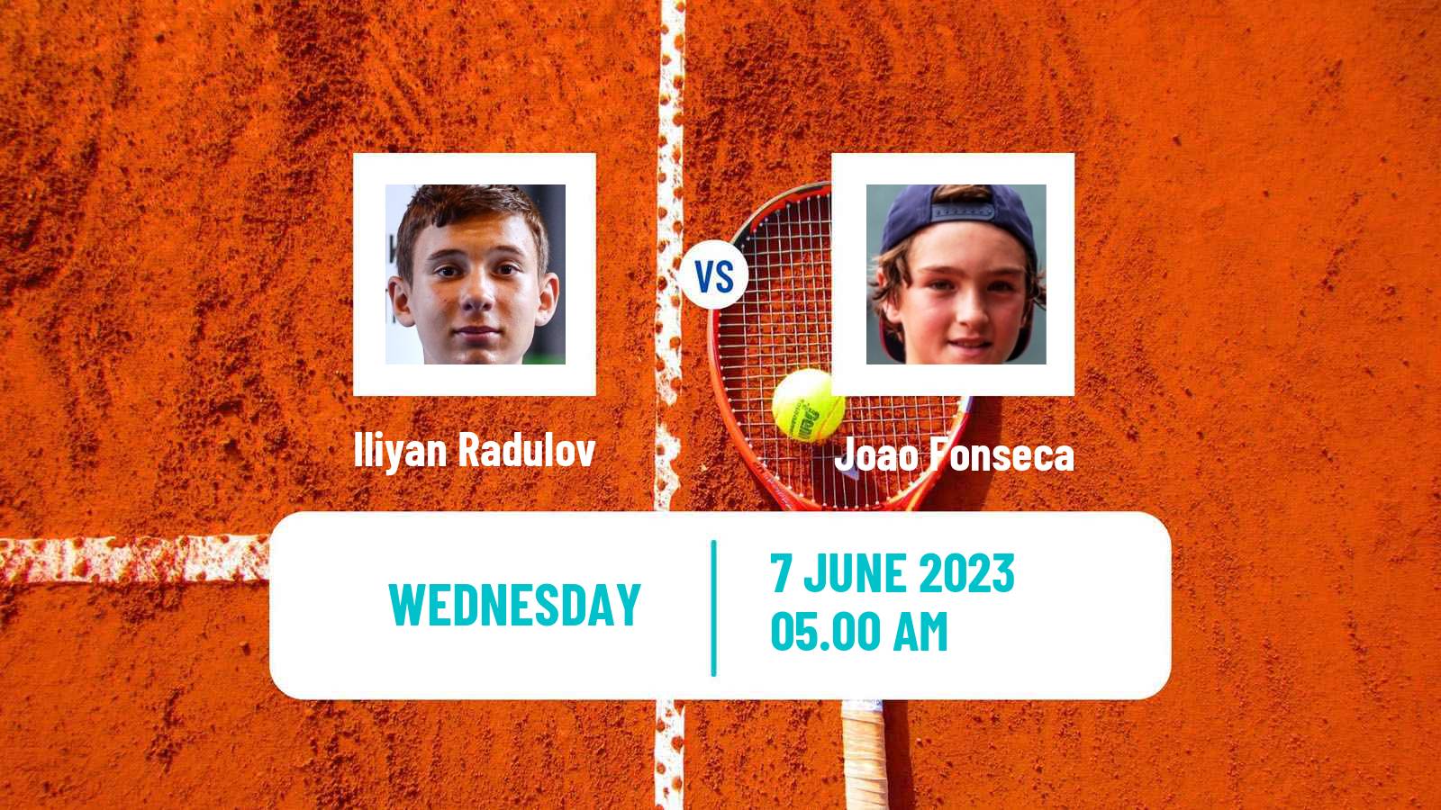 Tennis Boys Singles French Open Iliyan Radulov - Joao Fonseca