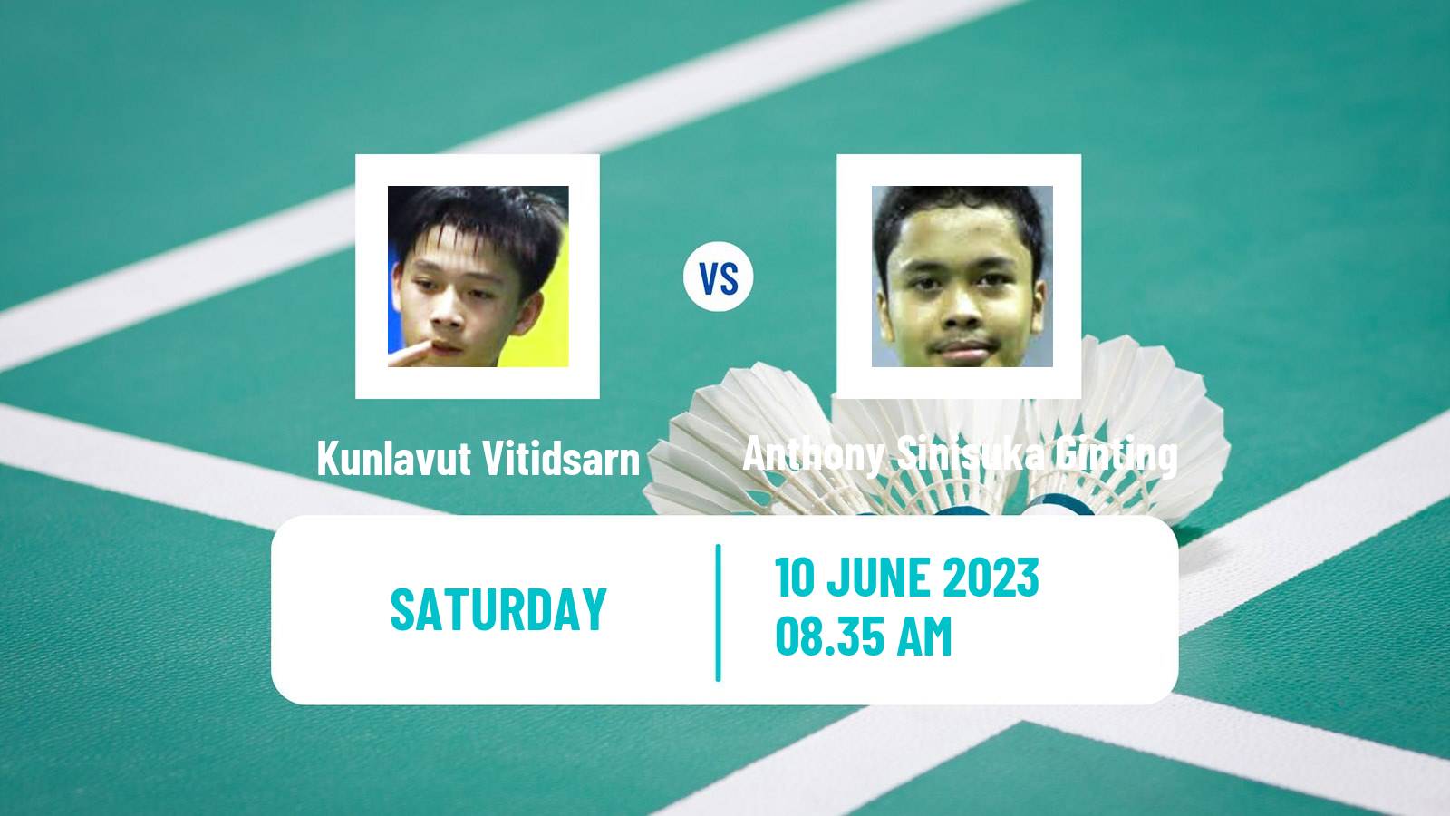 Badminton BWF World Tour Singapore Open Men Kunlavut Vitidsarn - Anthony Sinisuka Ginting