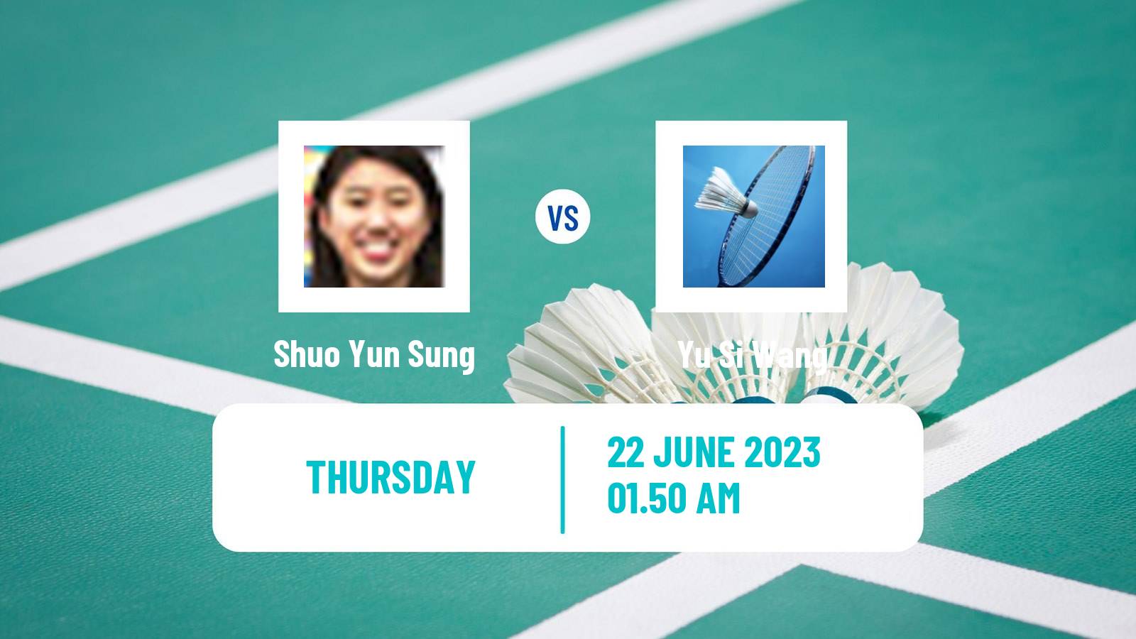 Badminton BWF World Tour Chinese Taipei Open Women Shuo Yun Sung - Yu Si Wang
