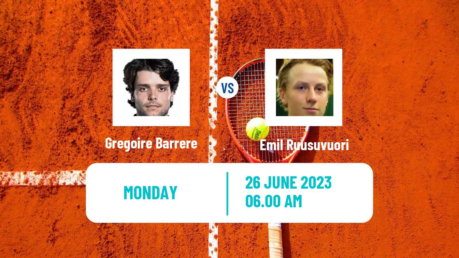 Tennis ATP Eastbourne Gregoire Barrere - Emil Ruusuvuori