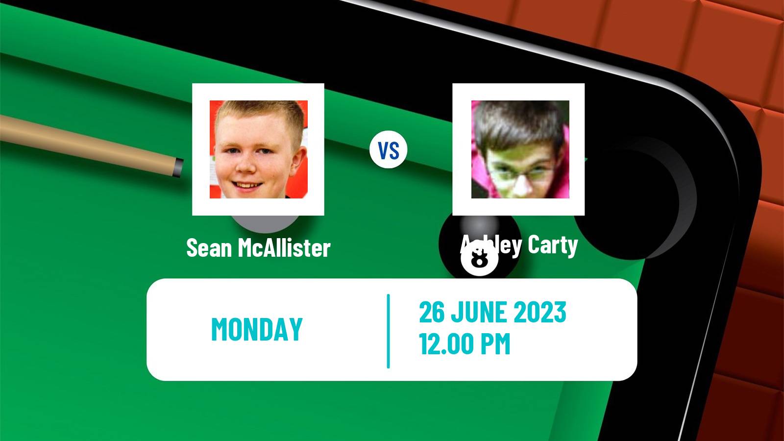 Snooker Championship League Sean McAllister - Ashley Carty