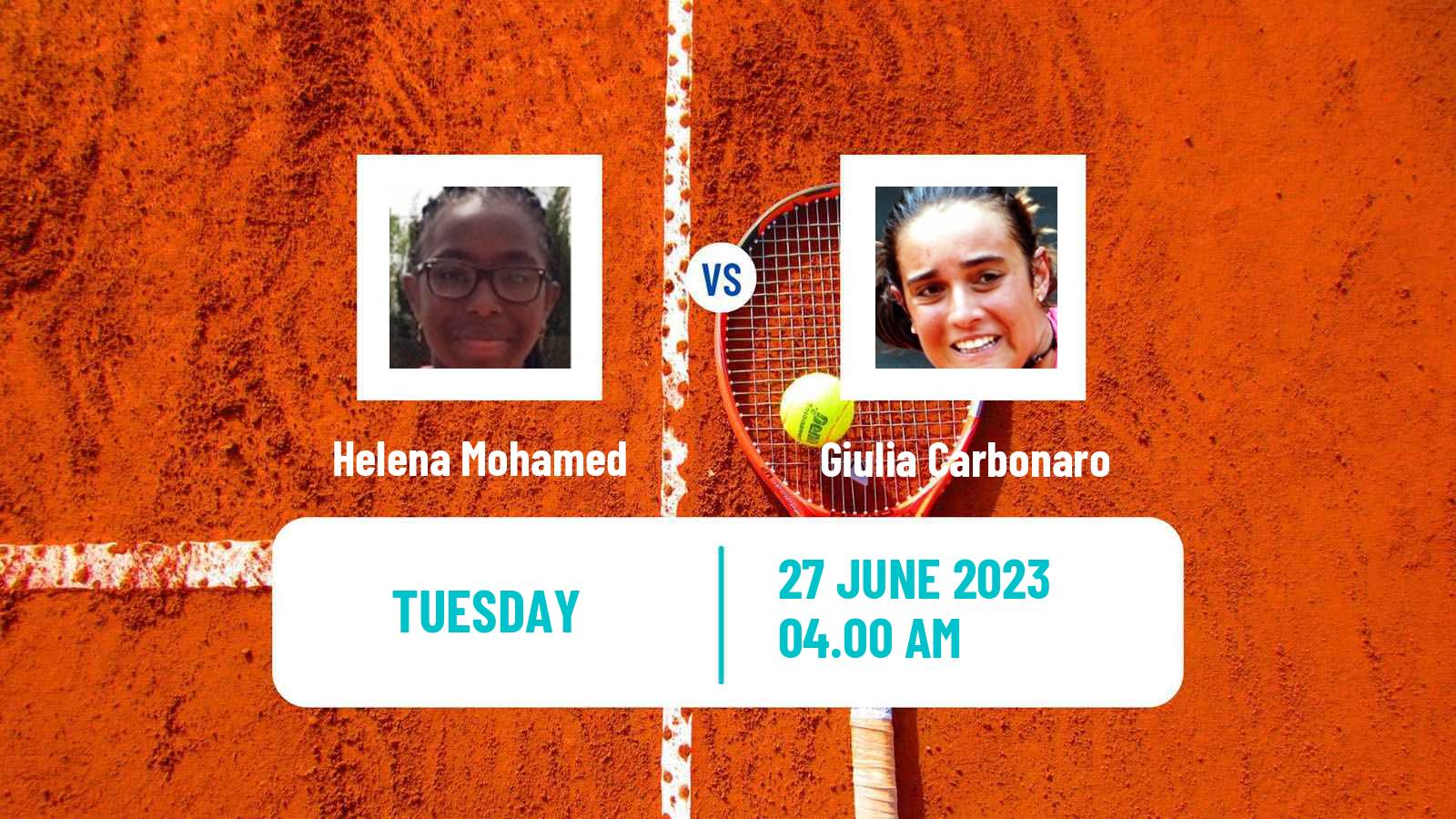 Tennis ITF W15 Monastir 21 Women Helena Mohamed - Giulia Carbonaro