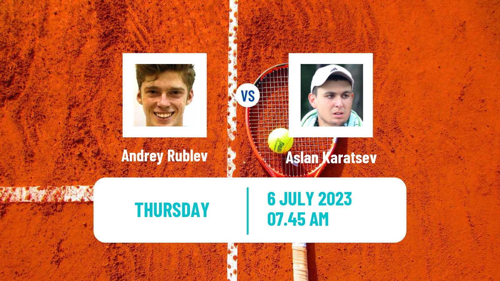 Tennis ATP Wimbledon Andrey Rublev - Aslan Karatsev