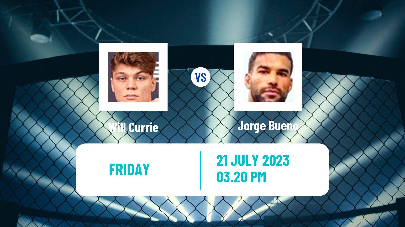 MMA Middleweight Cage Warriors Men Will Currie - Jorge Bueno