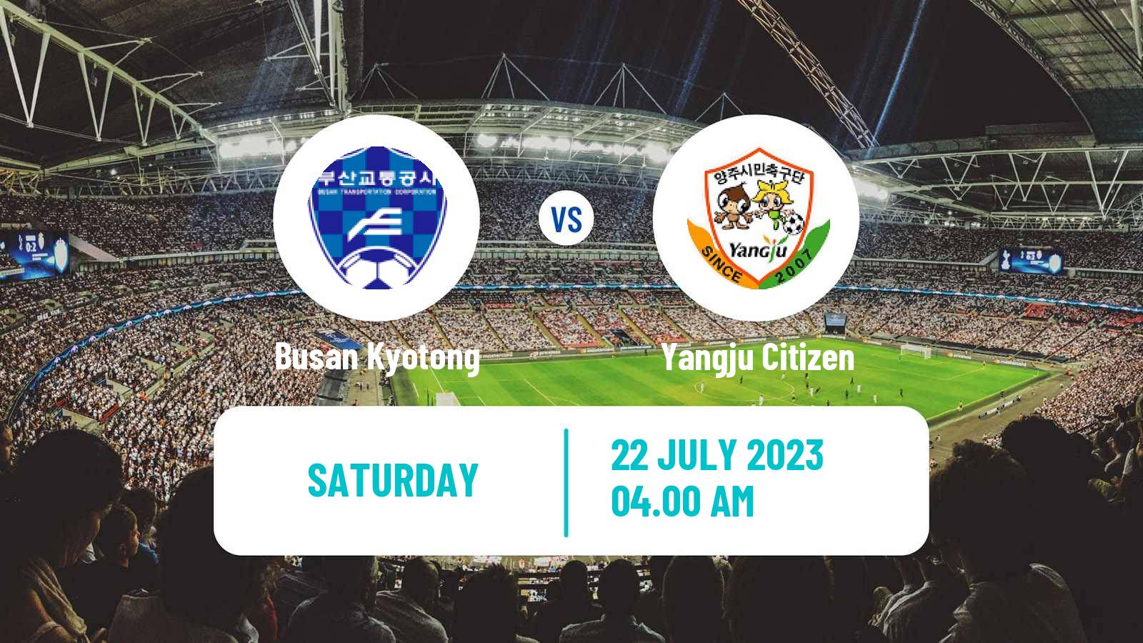 Soccer South Korean K3 League Busan Kyotong - Yangju Citizen