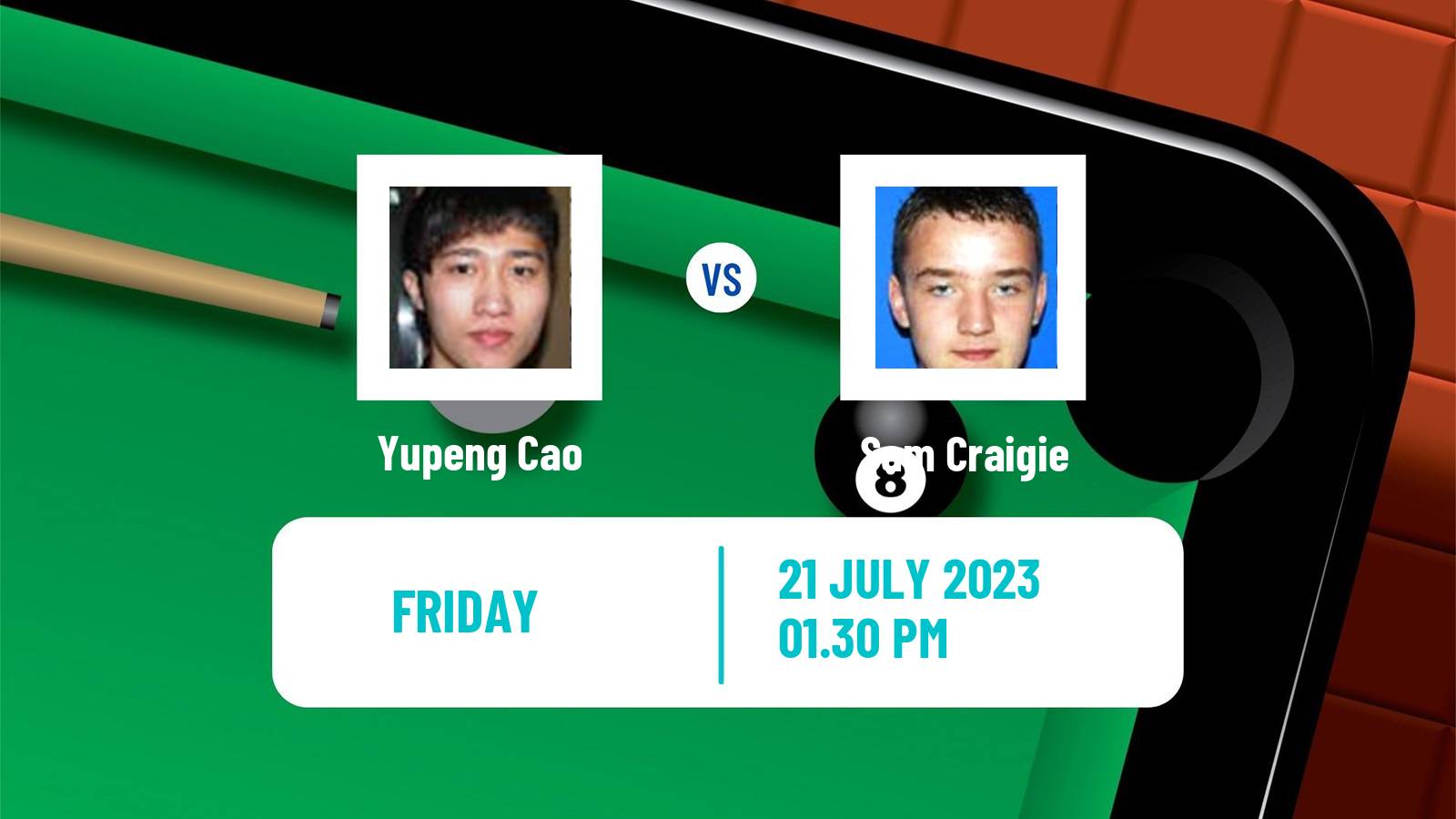 Snooker Championship League Yupeng Cao - Sam Craigie