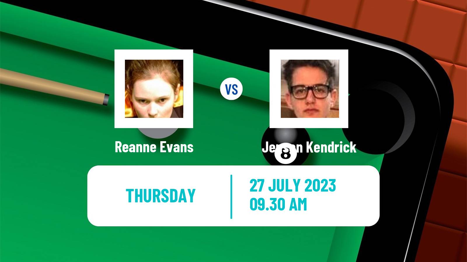 Snooker European Masters Reanne Evans - Jenson Kendrick