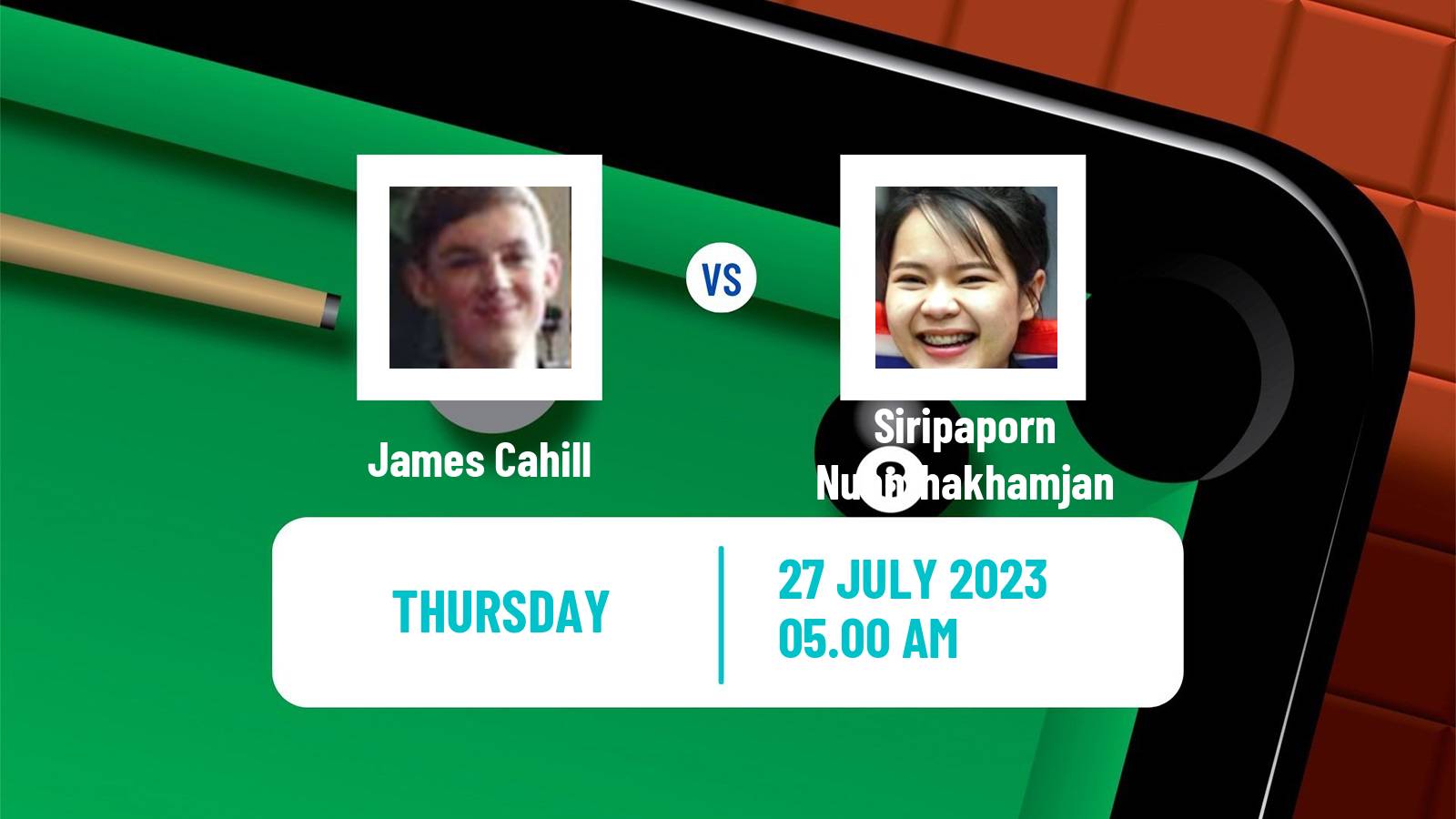 Snooker European Masters James Cahill - Siripaporn Nuanthakhamjan