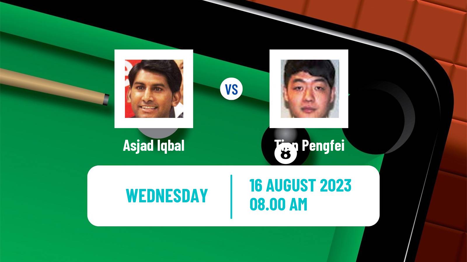 Snooker British Open Asjad Iqbal - Tian Pengfei