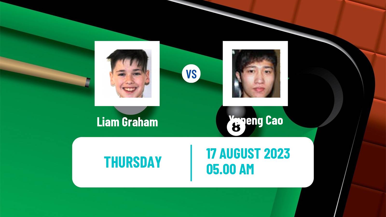 Snooker British Open Liam Graham - Yupeng Cao