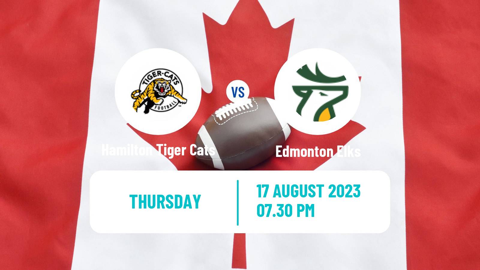 Canadian football CFL Hamilton Tiger Cats - Edmonton Elks