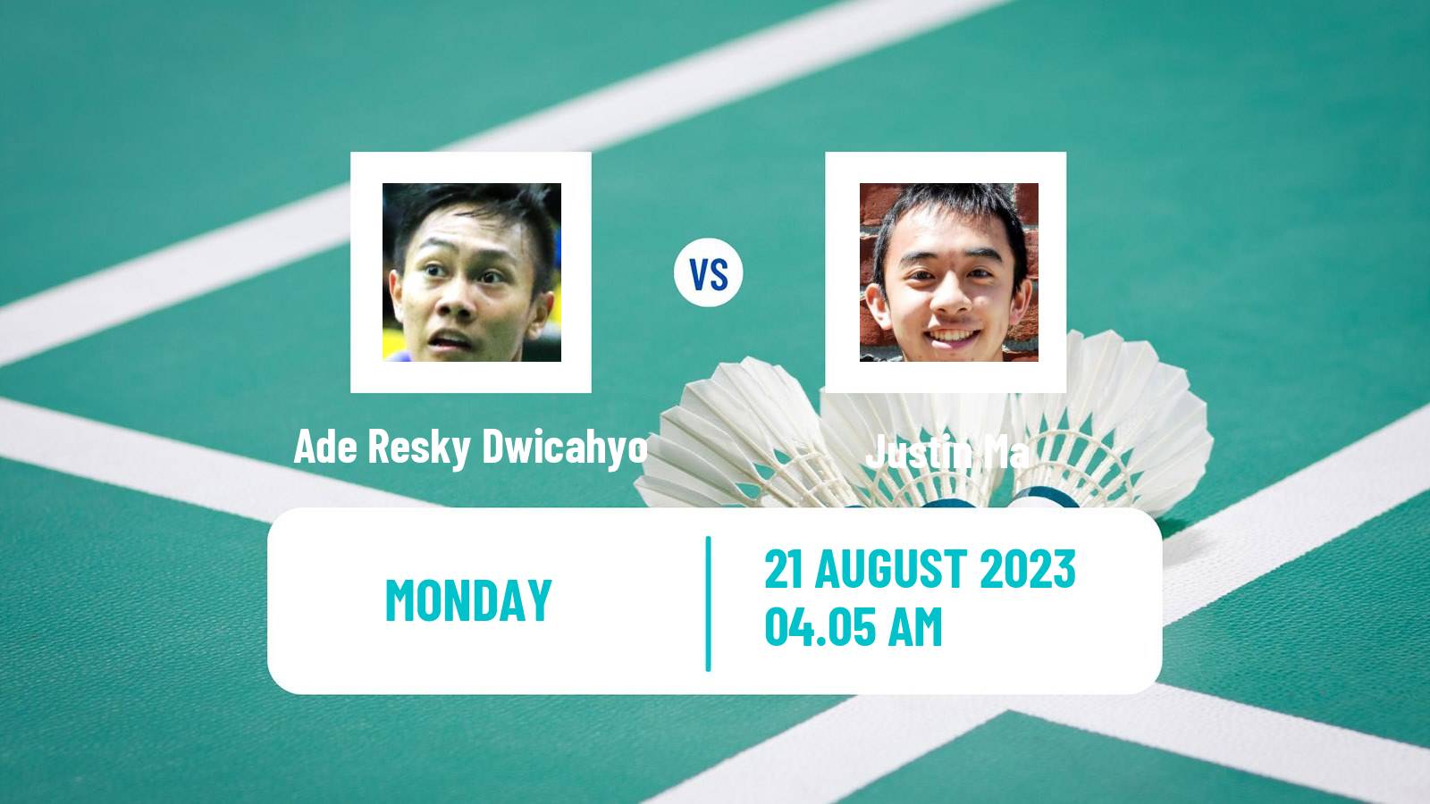 Badminton BWF World Championships Men Ade Resky Dwicahyo - Justin Ma