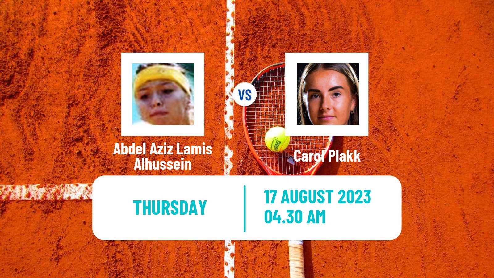 Tennis ITF W15 Monastir 28 Women Abdel Aziz Lamis Alhussein - Carol Plakk