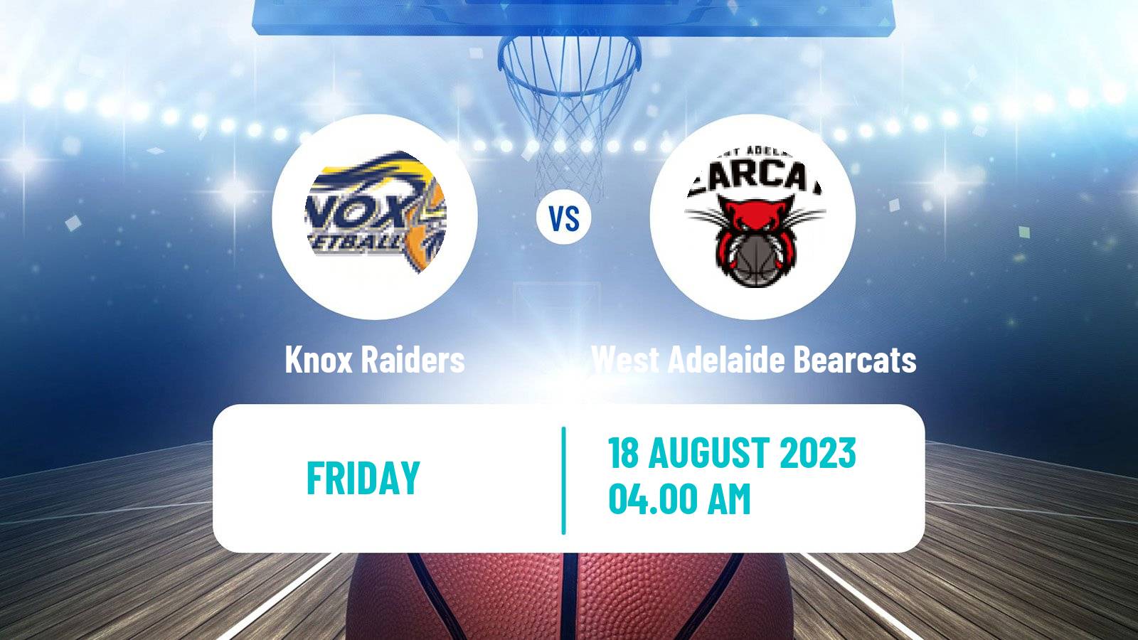 Basketball Australian NBL1 Knox Raiders - West Adelaide Bearcats