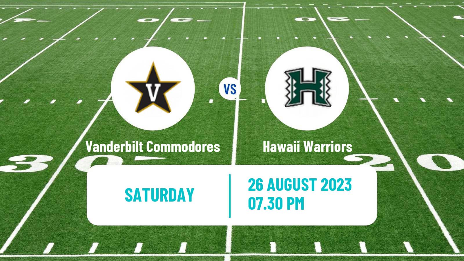 American football NCAA College Football Vanderbilt Commodores - Hawaii Warriors