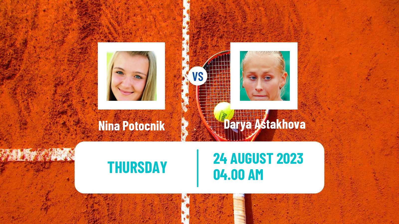 Tennis ITF W60 Prerov Women Nina Potocnik - Darya Astakhova