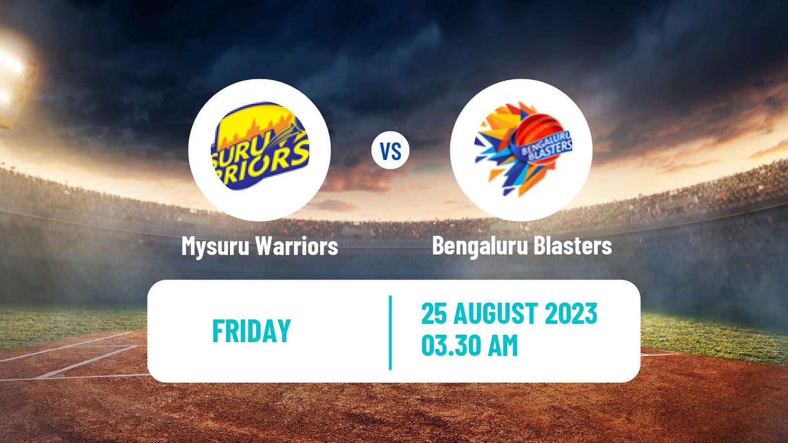 Cricket Indian Maharaja T20 Trophy Mysuru Warriors - Bengaluru Blasters