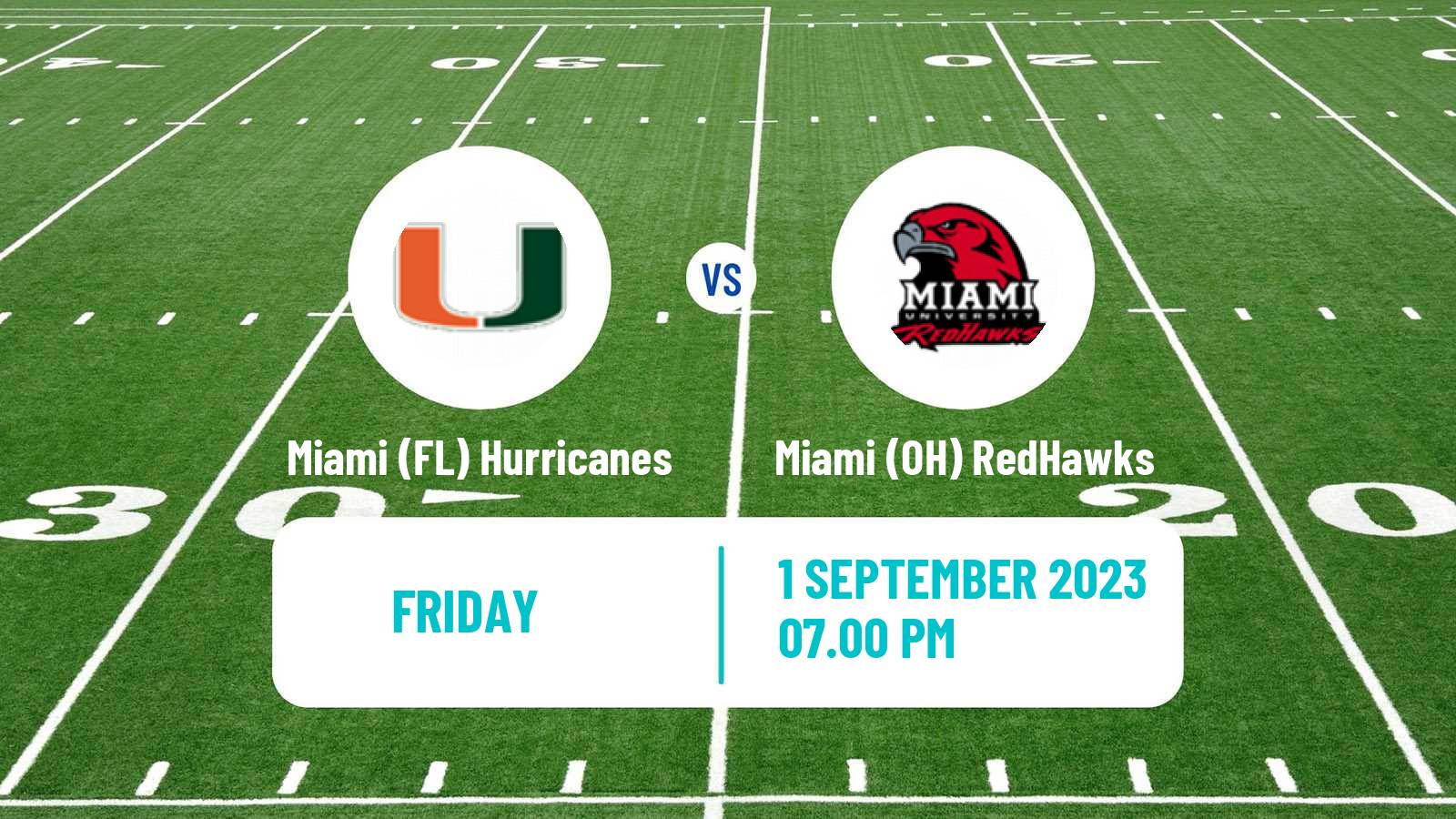 American football NCAA College Football Miami (FL) Hurricanes - Miami (OH) RedHawks
