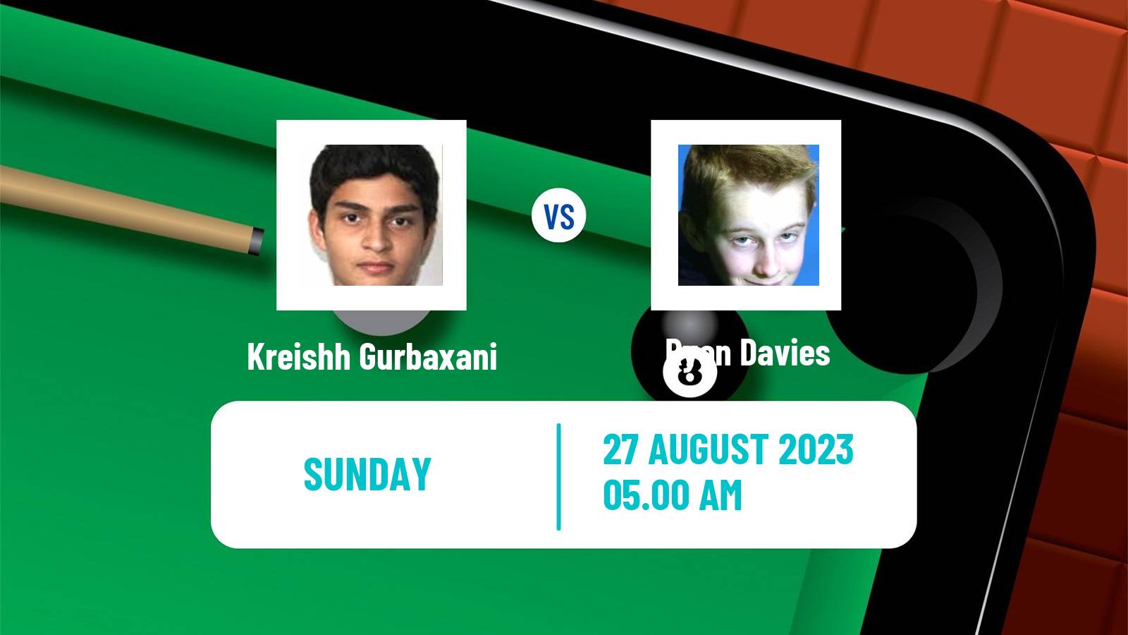 Snooker Q Tour Kreishh Gurbaxani - Ryan Davies