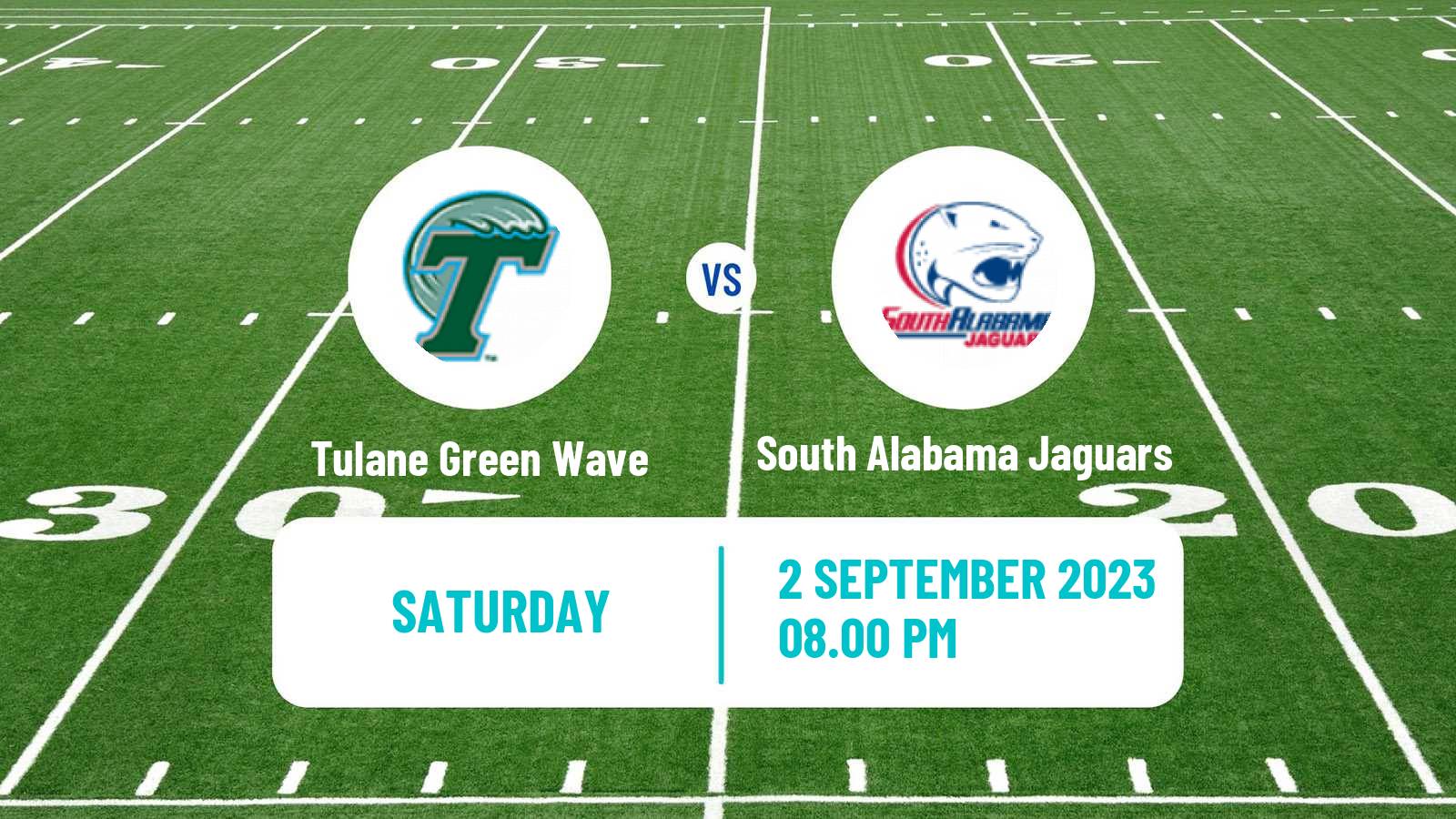American football NCAA College Football Tulane Green Wave - South Alabama Jaguars