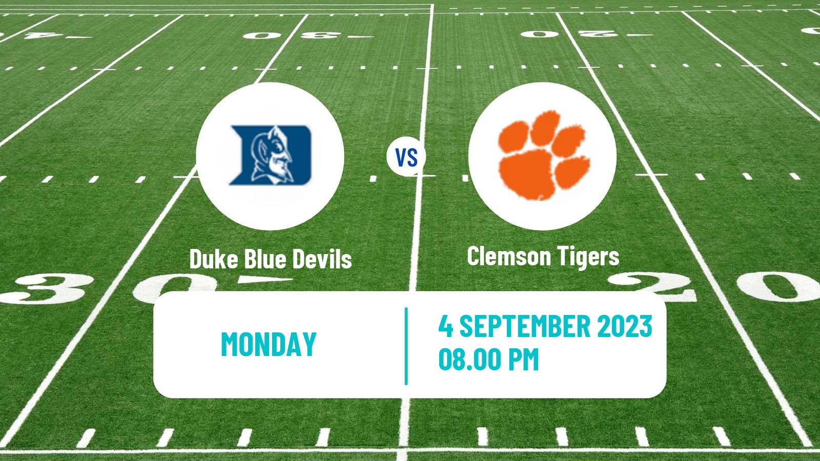 American football NCAA College Football Duke Blue Devils - Clemson Tigers