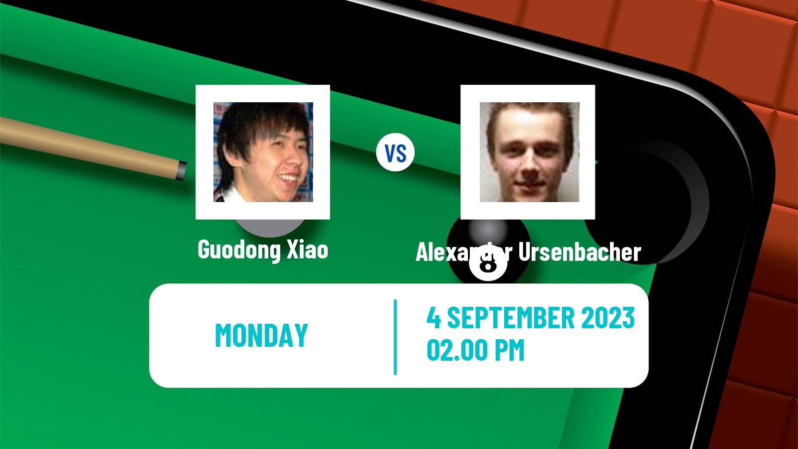 Snooker Wuhan Open Guodong Xiao - Alexander Ursenbacher