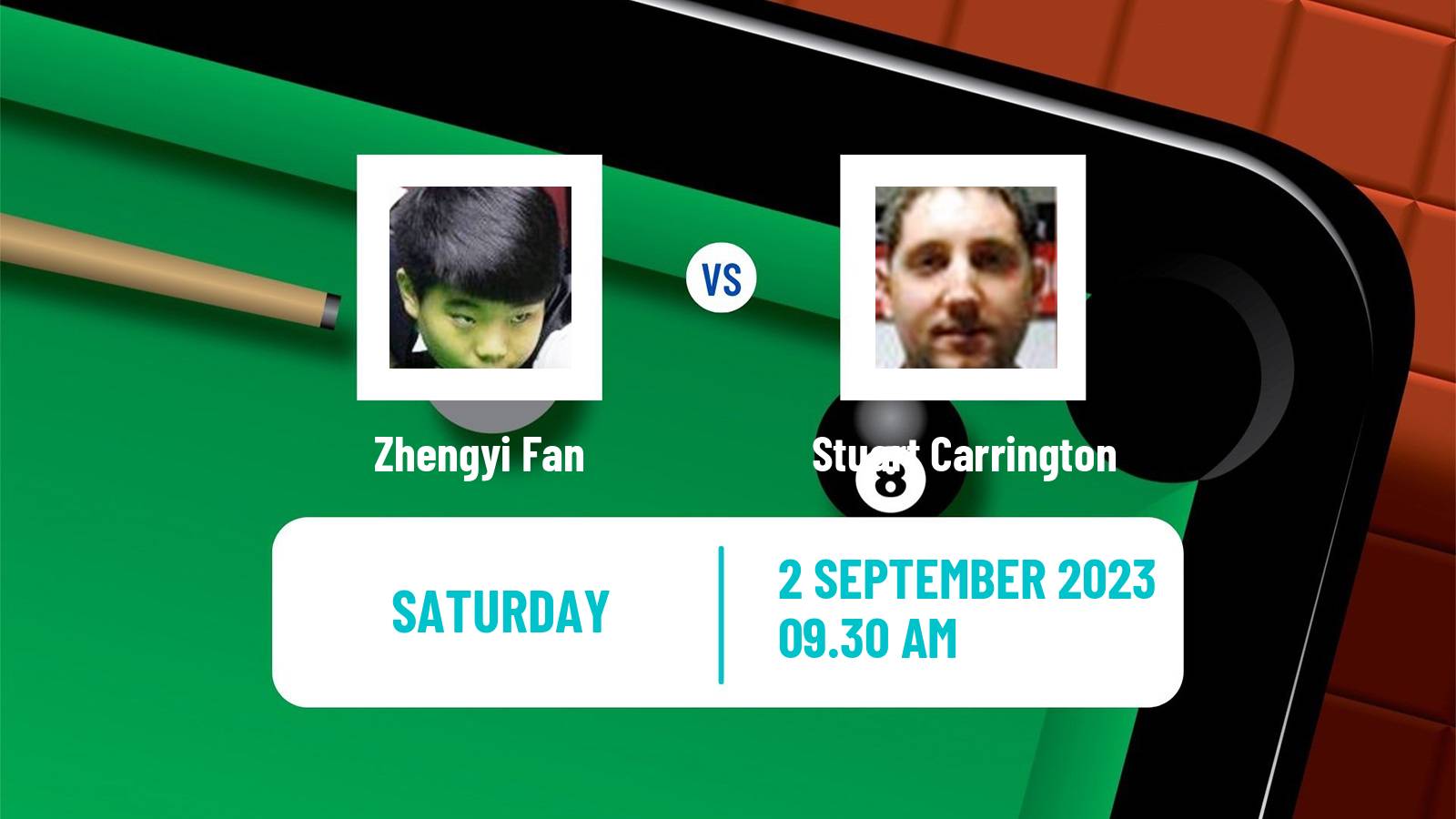Snooker Wuhan Open Zhengyi Fan - Stuart Carrington