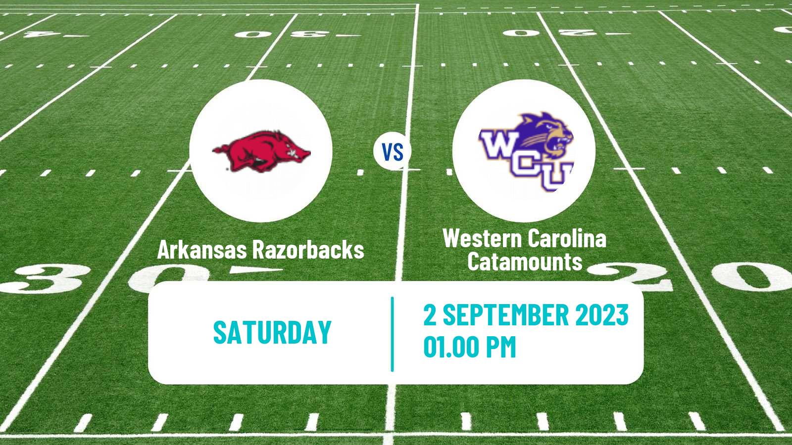 American football NCAA College Football Arkansas Razorbacks - Western Carolina Catamounts