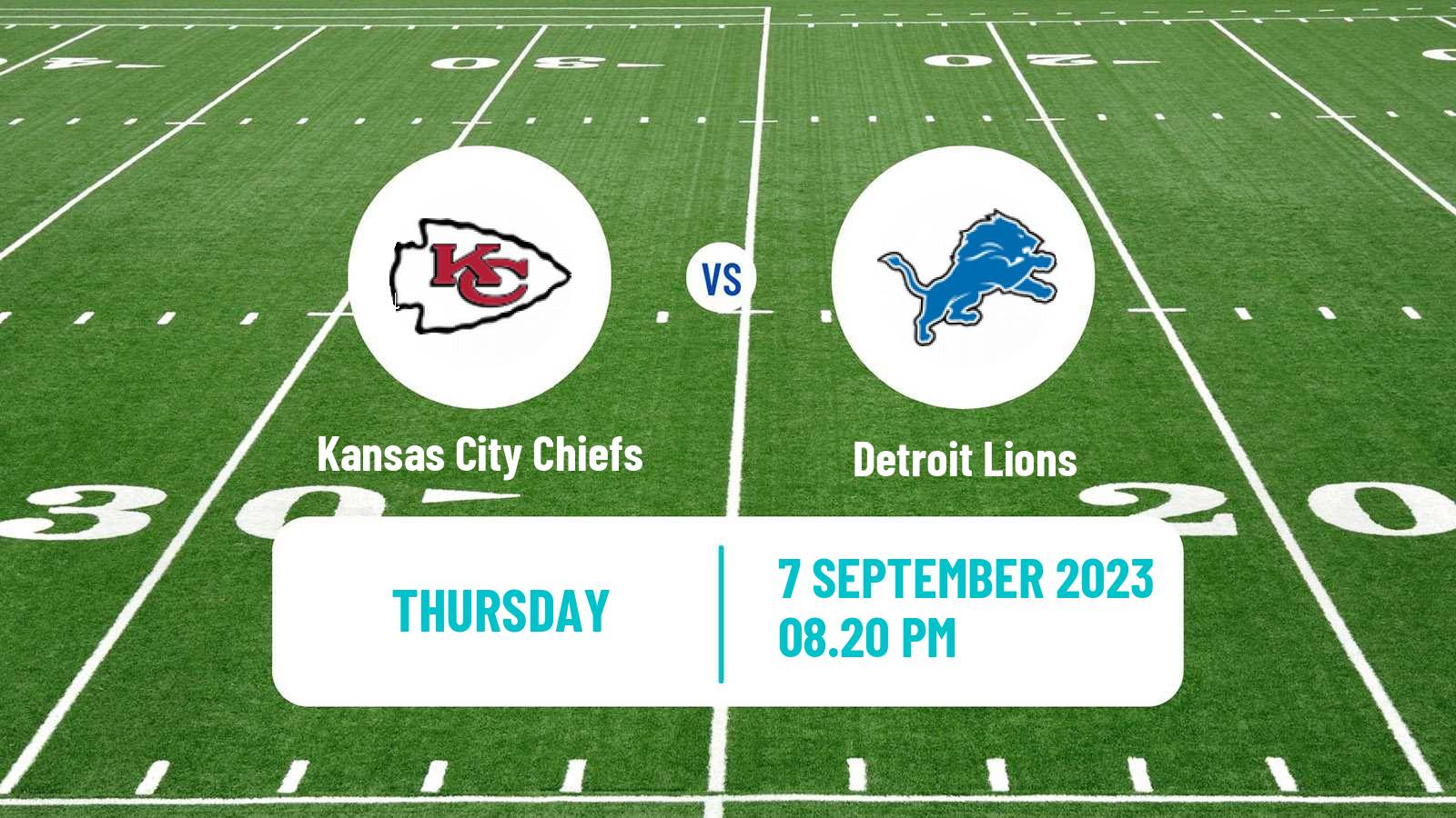 American football NFL Kansas City Chiefs - Detroit Lions
