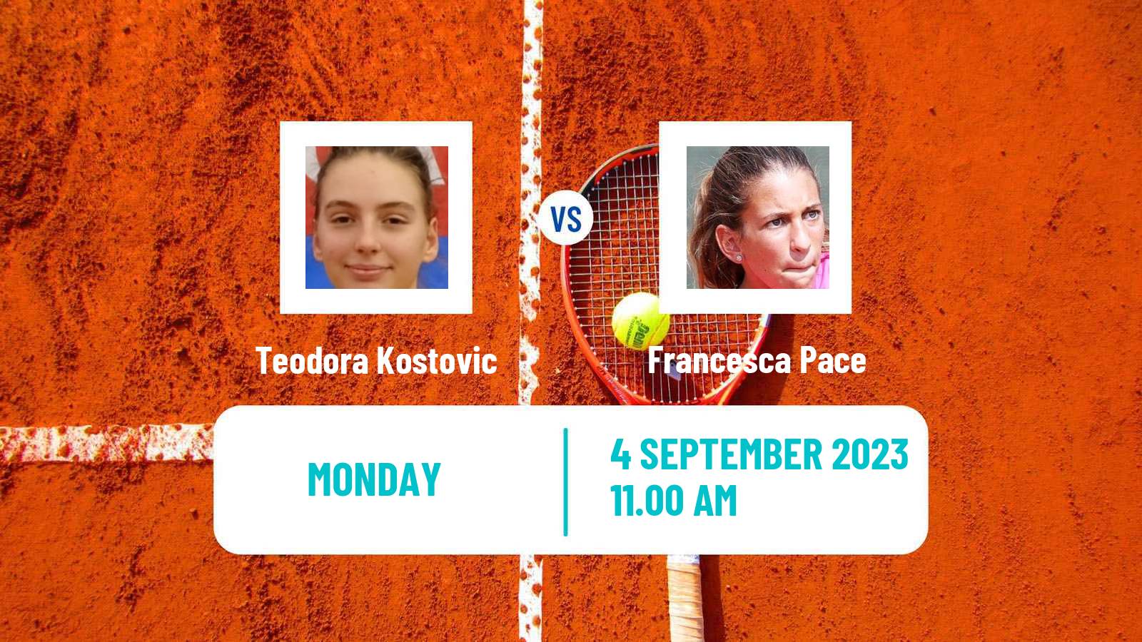 Tennis Girls Singles US Open Teodora Kostovic - Francesca Pace