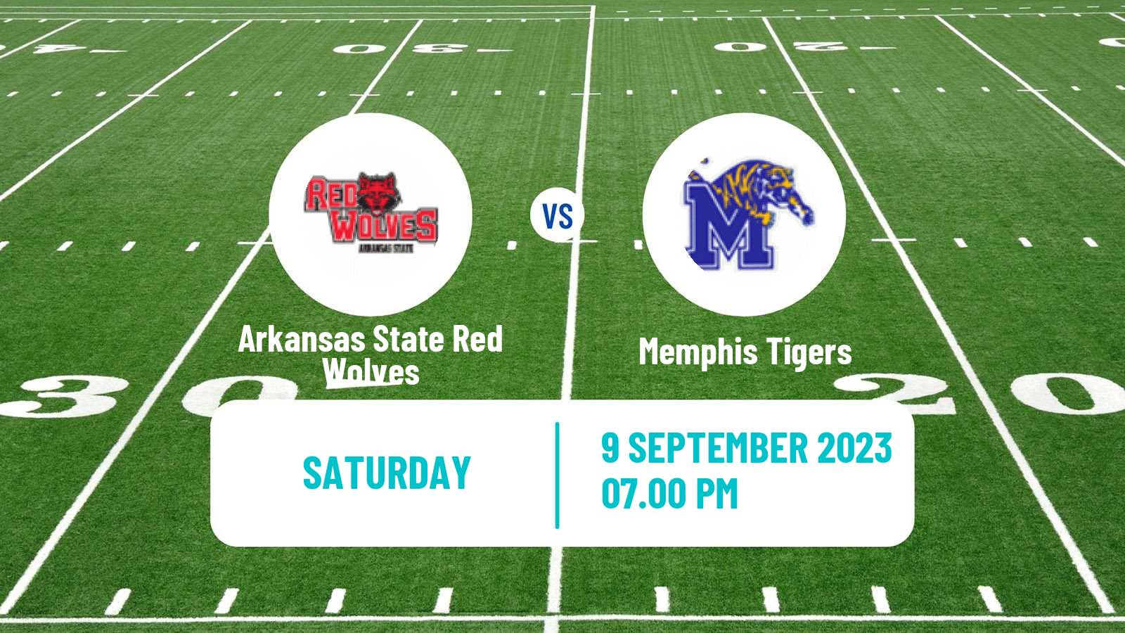 American football NCAA College Football Arkansas State Red Wolves - Memphis Tigers