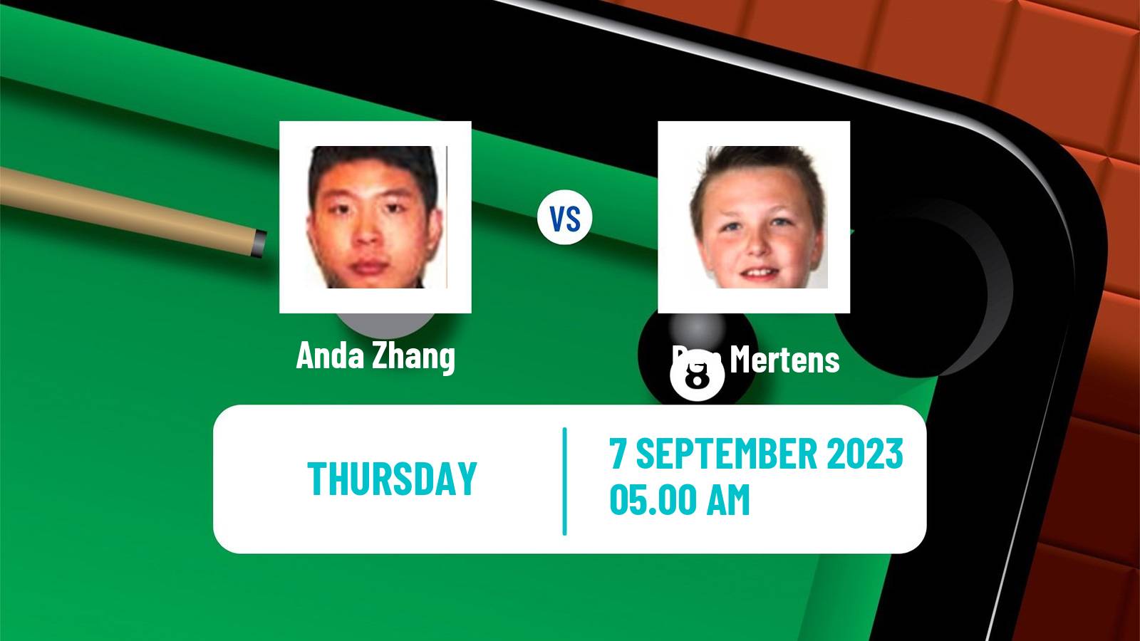 Snooker English Open Anda Zhang - Ben Mertens