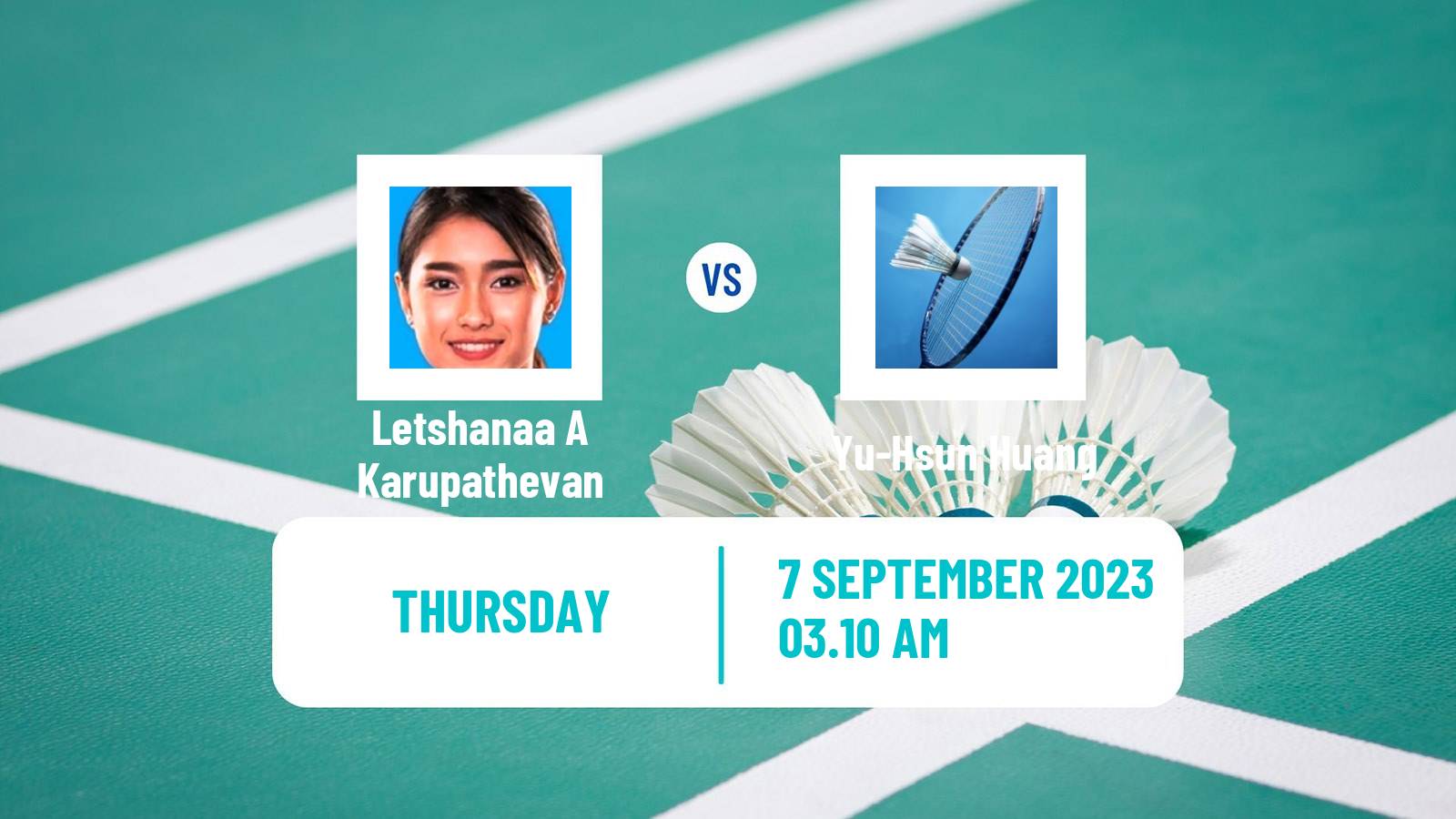 Badminton BWF World Tour Indonesia Masters 2 Women Letshanaa A Karupathevan - Yu-Hsun Huang