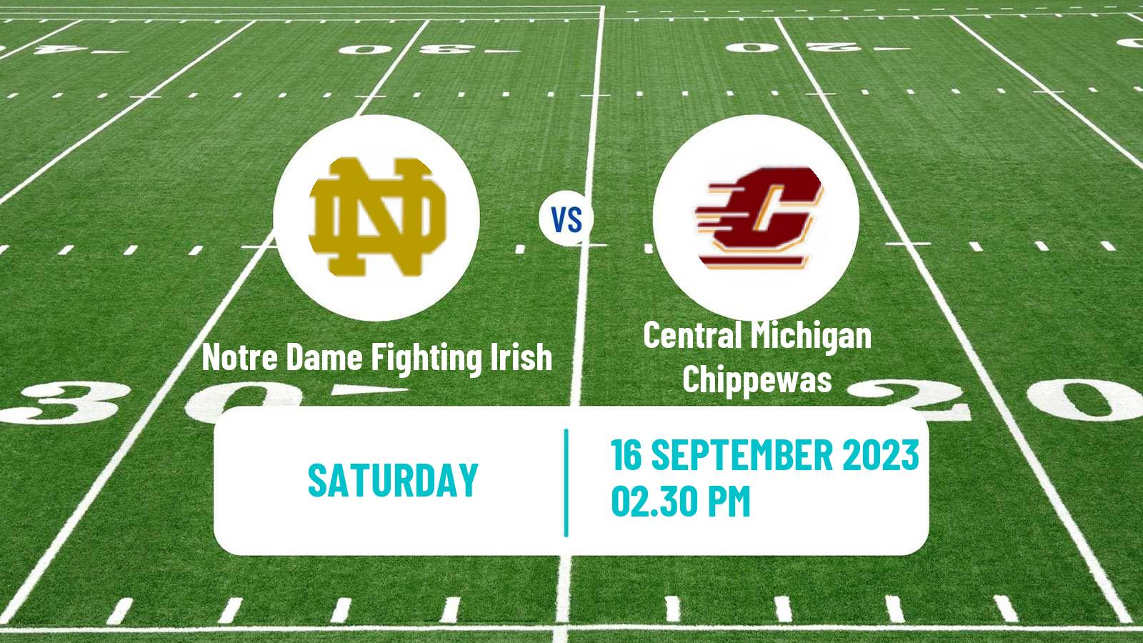 American football NCAA College Football Notre Dame Fighting Irish - Central Michigan Chippewas