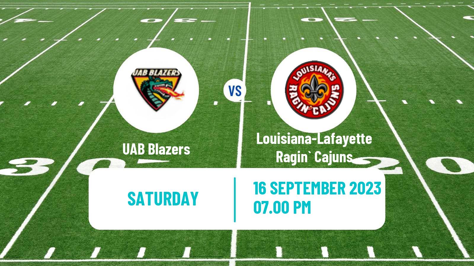 American football NCAA College Football UAB Blazers - Louisiana-Lafayette Ragin` Cajuns