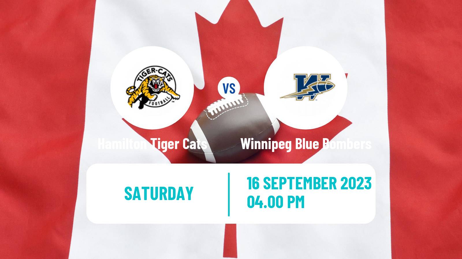 Canadian football CFL Hamilton Tiger Cats - Winnipeg Blue Bombers