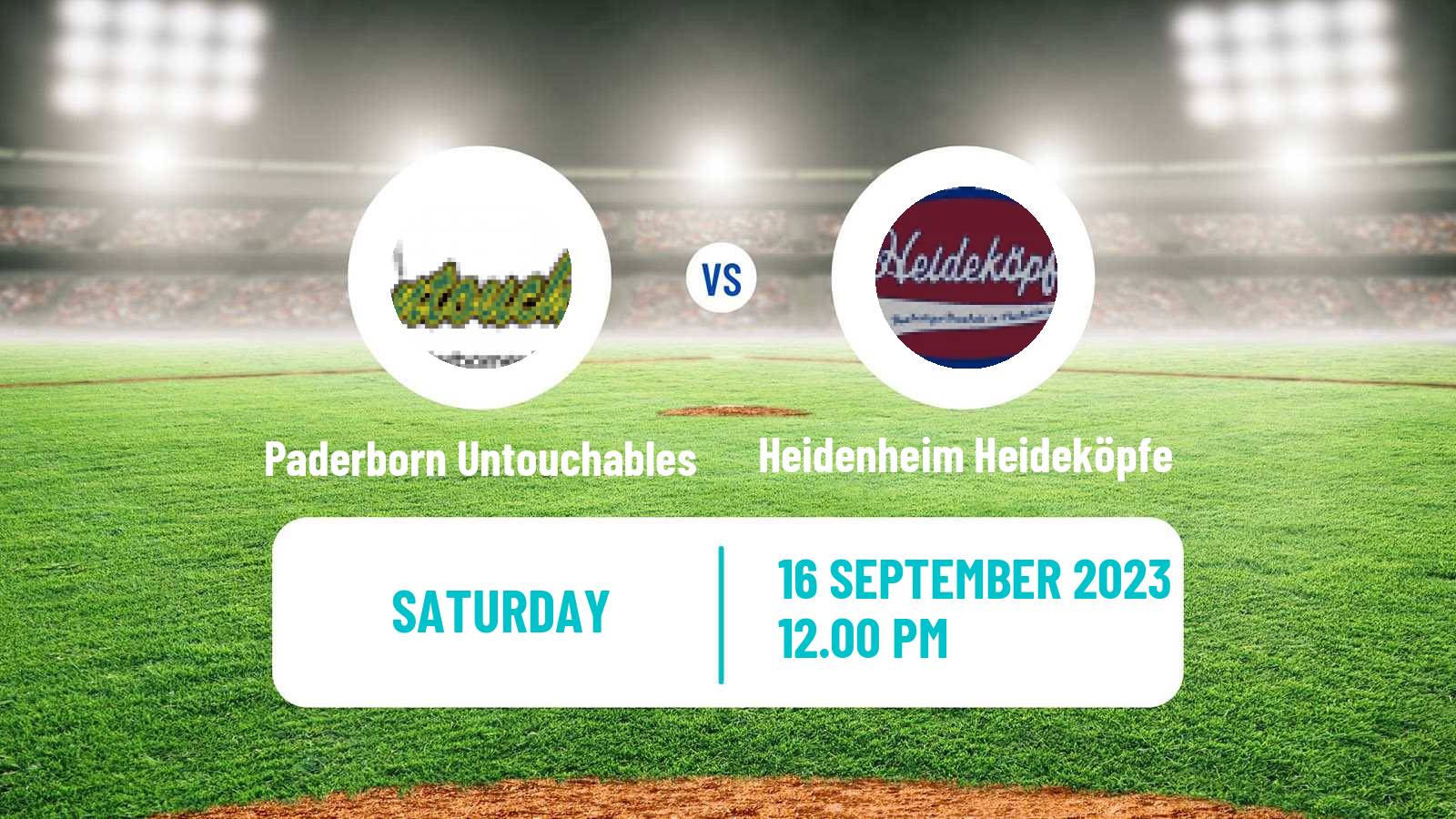 Baseball German Bundesliga Baseball Paderborn Untouchables - Heidenheim Heideköpfe