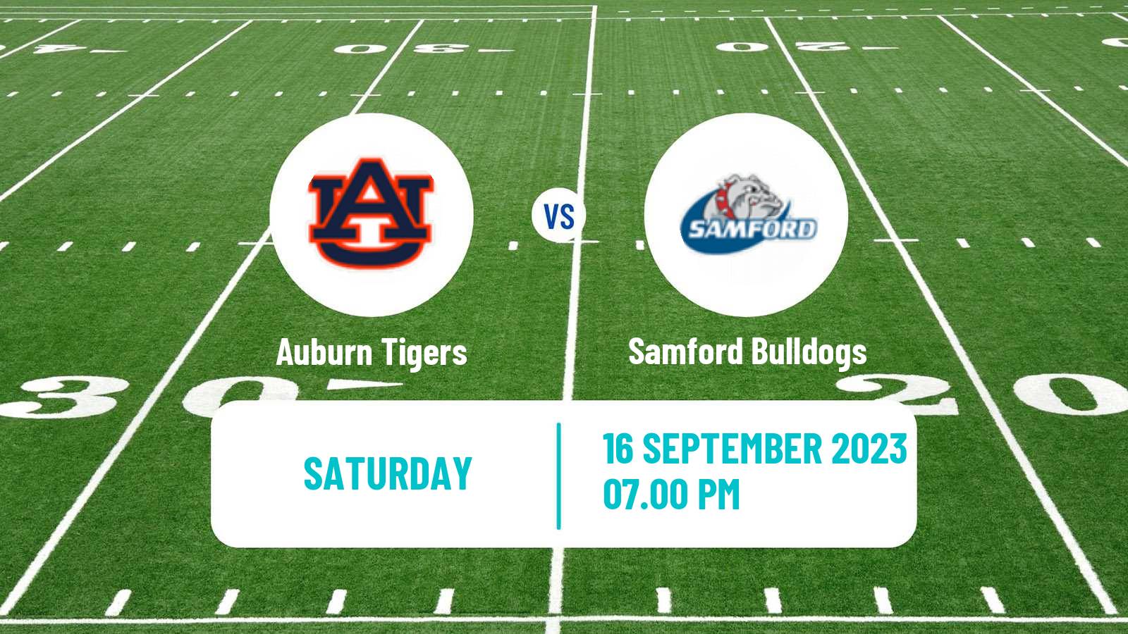 American football NCAA College Football Auburn Tigers - Samford Bulldogs