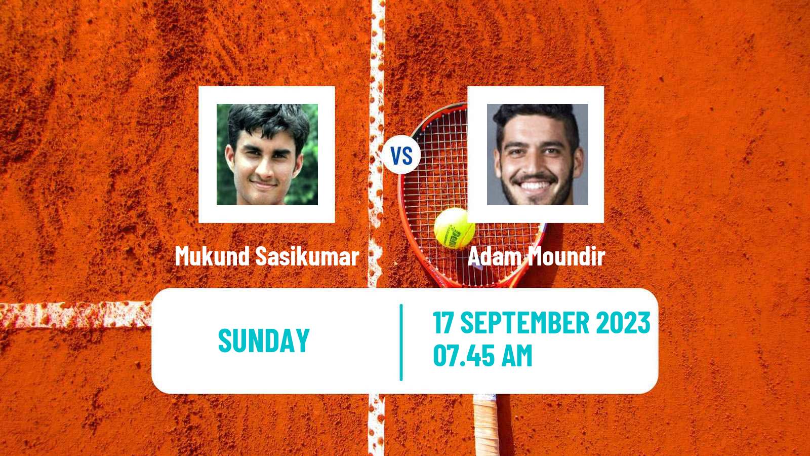 Tennis Davis Cup World Group II Mukund Sasikumar - Adam Moundir